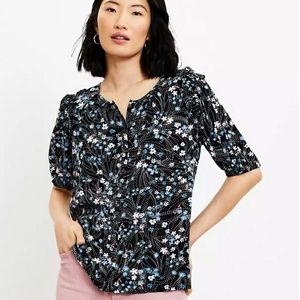 Loft Pearl Print Puff Sleeve Blouse